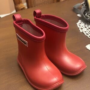 Tree Grandpa Kids Red Rain Boots EUC Size 14